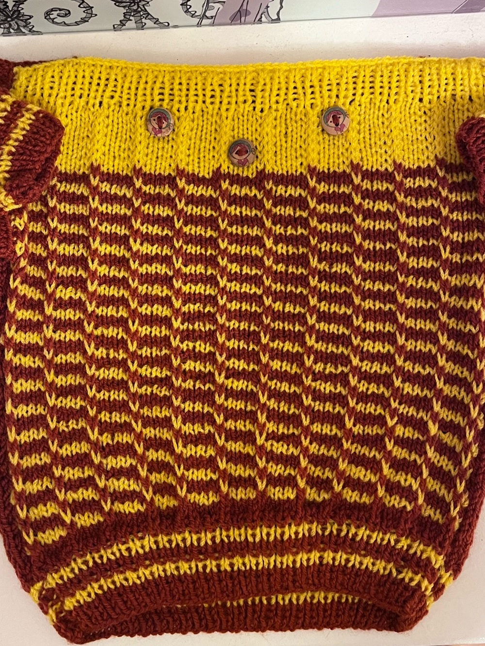 Handmade Paris Find Kids Burnt Rust and Gold Knit Sweater - Approx. Size 12-18 M